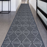 Roma Triangles Lead Grey Hallway Runner 80CM Wide