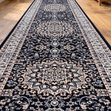 Heirloom Navy Medallion Hallway Runner 80CM Wide