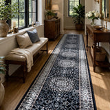 Heirloom Navy Medallion Hallway Runner 80CM Wide