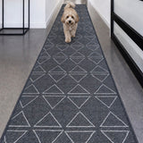 Roma Triangles Lead Grey Hallway Runner 80CM Wide