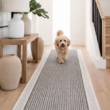 Chino 2822 Taupe Linen Hallway Runner Non-Slip 80CM Wide