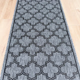 Moroccan Grey Black Hall Runner Non-Slip 80cm Wide