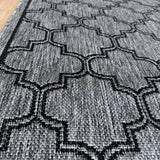 Moroccan Grey Black Hall Runner Non-Slip 80cm Wide