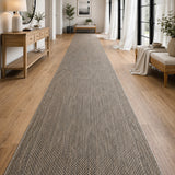 Malia Taupe Linen Hallway Runner Non-Slip 80cm Wide