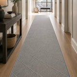Roma Cross Grey Hallway Runner 67CM Wide
