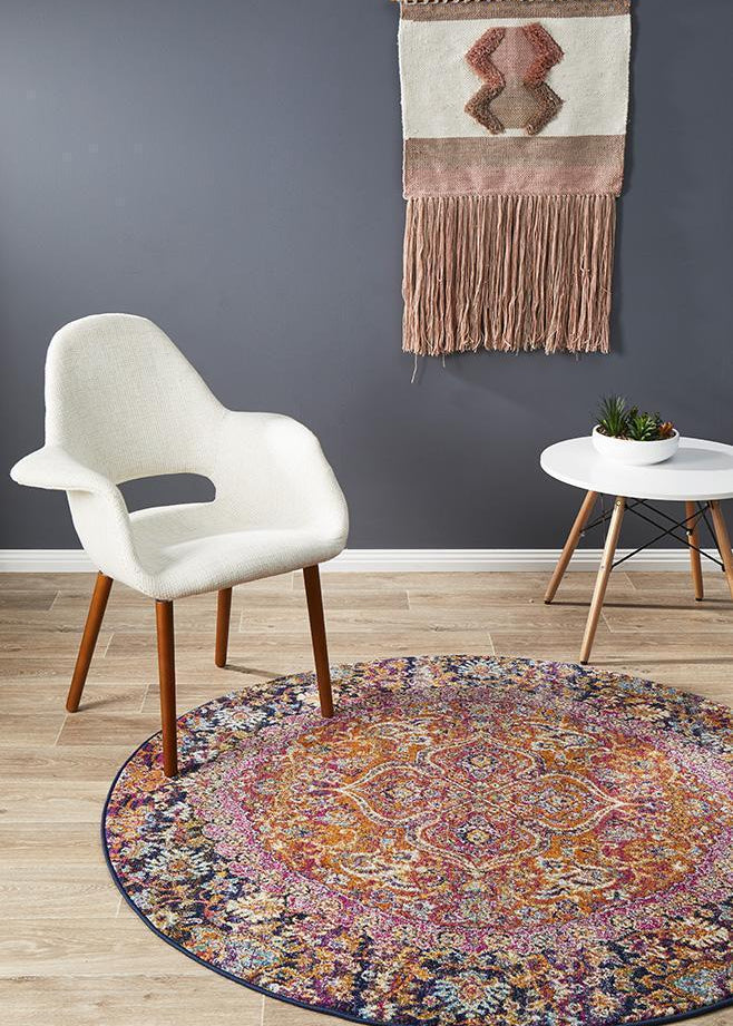 Museum Preston Multi Coloured Round Rug