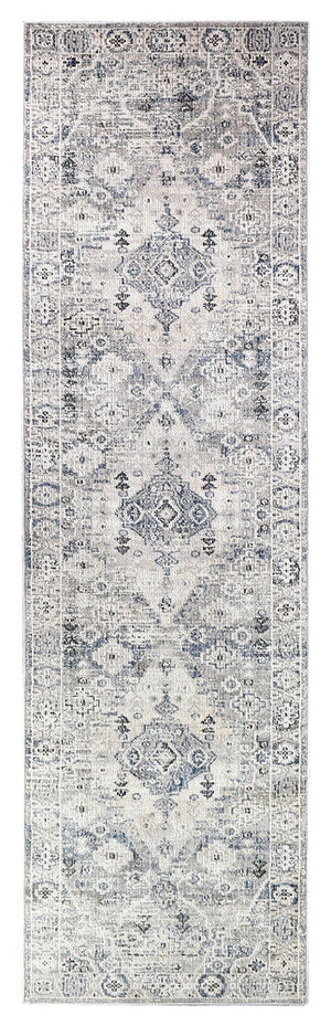 Serena Blue Light Grey Hallway Runner Rug