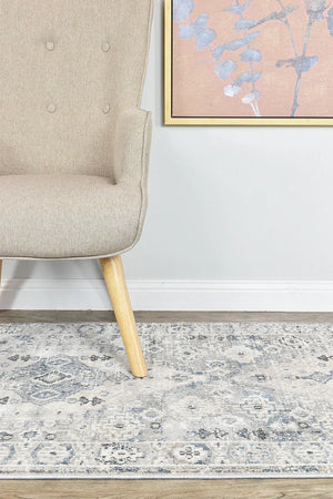 Serena Blue Light Grey Hallway Runner Rug