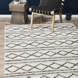 Studio Milly Textured Woollen Rug White Grey