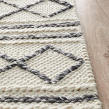 Studio Milly Textured Woollen Rug White Grey
