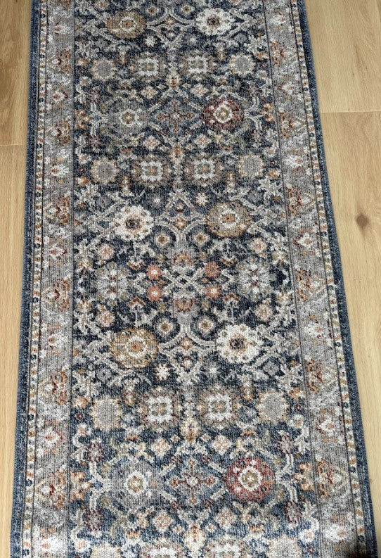 Serena Dark Blue Hallway Runner 80CM Wide