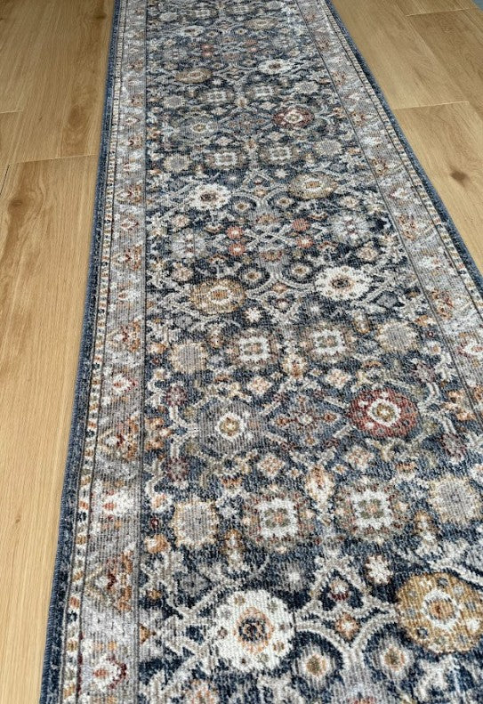 Serena Dark Blue Hallway Runner 80CM Wide