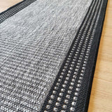 Sorrento Light Grey Black Border Hallway Runner Non Slip 66CM Wide