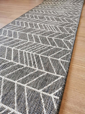 Sorrento Silver H Hallway Runner Non Slip 66CM Wide