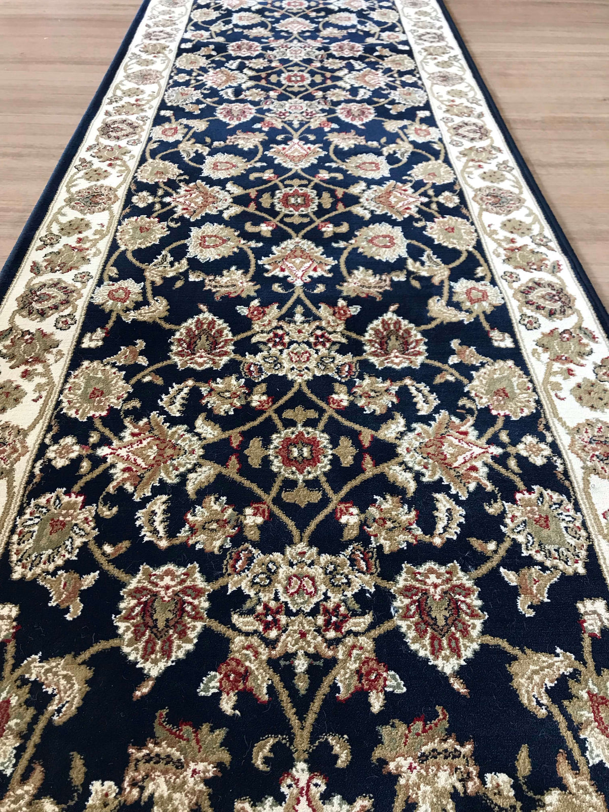 Traditional Hall Runner Agrabah Navy Cream High Quality