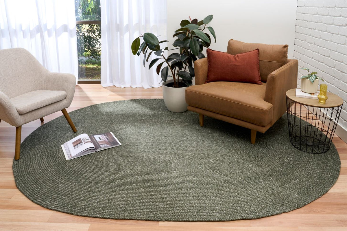 Cara Olive Round Rug
