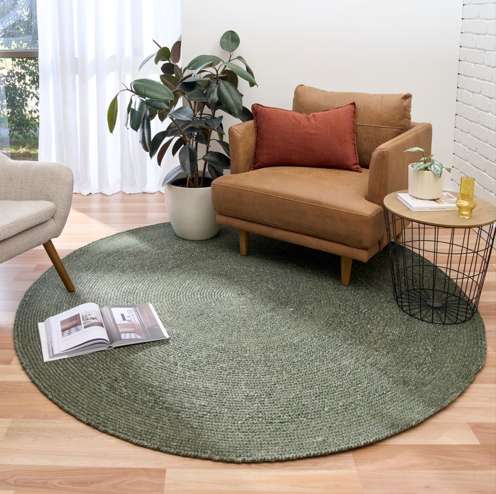 Cara Olive Round Rug