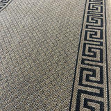 Xena Greek Key Natural Black Hall Runner Non-Slip 80cm Wide