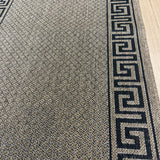 Xena Greek Key Natural Black Hall Runner Non-Slip 80cm Wide