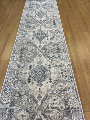 Serena Blue Grey Hallway Runner 80CM Wide