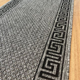 Xena Greek Key Grey Black Hall Runner Non-Slip 80cm Wide