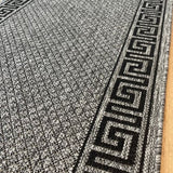 Xena Greek Key Grey Black Hall Runner Non-Slip 80cm Wide