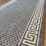 Xena Greek Key Silver Ivory Hall Runner Non-Slip 67cm Wide
