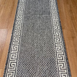 Xena Greek Key Silver Ivory Hall Runner Non-Slip 67cm Wide