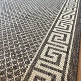 Xena Greek Key Taupe Linen Hall Runner Non-Slip 80cm Wide