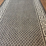 Xena Greek Key Taupe Linen Hall Runner Non-Slip 80cm Wide