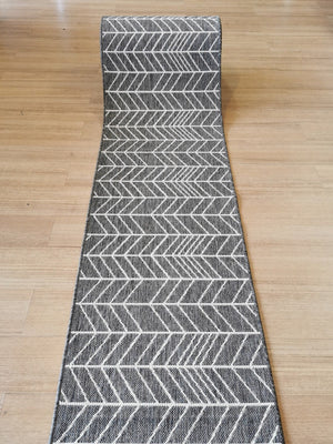 Sorrento Silver H Hallway Runner Non Slip 66CM Wide