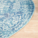 Evoke Muse Blue Transitional Round Rug