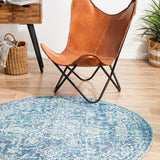 Evoke Muse Blue Transitional Round Rug