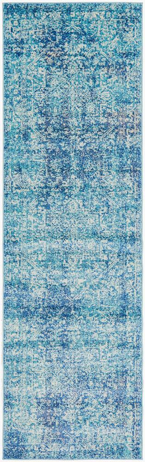 Evoke Muse Blue Transitional Runner Rug