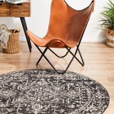 Evoke Scape Charcoal Transitional Round Rug