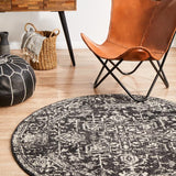 Evoke Scape Charcoal Transitional Round Rug