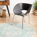 Evoke Glacier White Blue Transitional Round Rug