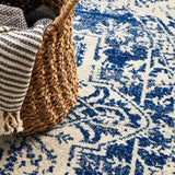 Evoke Horizon White Navy Transitional Round Rug