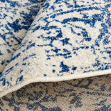 Evoke Horizon White Navy Transitional Round Rug