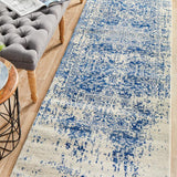 Evoke Horizon White Navy Transitional Runner Rug