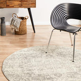 Evoke Dream White Silver Transitional Round Rug