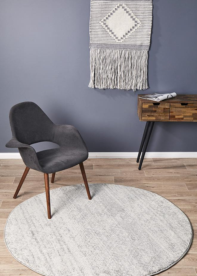 Mirage Zelda Silver Grey Round Rug
