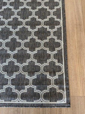 Moroccan Taupe Linen Flat Weave Non Slip Rug