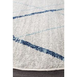 Oasis Noah White Blue Contemporary Round Rug