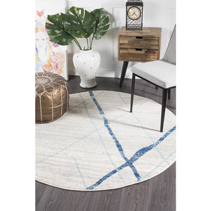 Oasis Noah White Blue Contemporary Round Rug