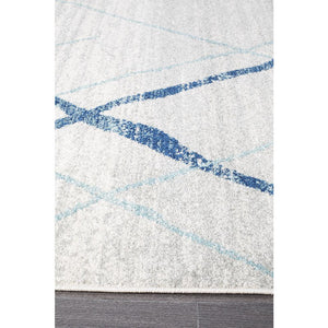 Oasis Noah White Blue Contemporary Runner Rug