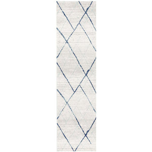 Oasis Noah White Blue Contemporary Runner Rug