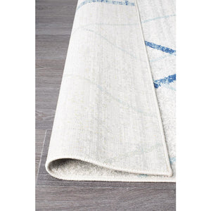 Oasis Noah White Blue Contemporary Runner Rug