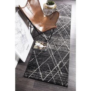 Oasis Noah Charcoal Contemporary Runner Rug