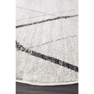 Oasis Noah White Grey Contemporary Round Rug